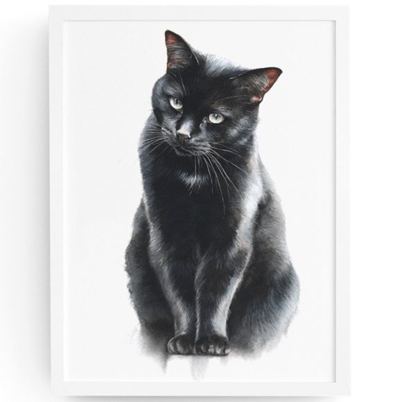 Creative Path Studios Other - ♥️ Flash SALE ♥️ Watercolor Siberian Black Cat Art Print - Unframed